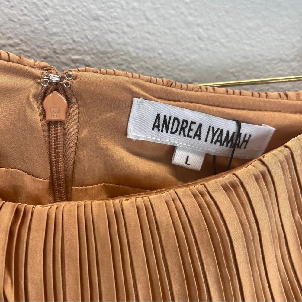 Andrea Iyamah Linea Toffee Pleated Wide-Leg Pants Peplum Waist - Picture 8 of 13